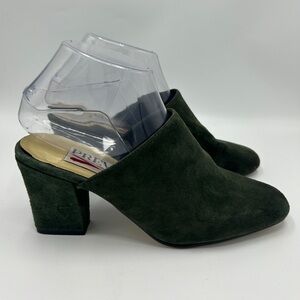 Previa Green Suede Women's Block Heel Mules Size 8